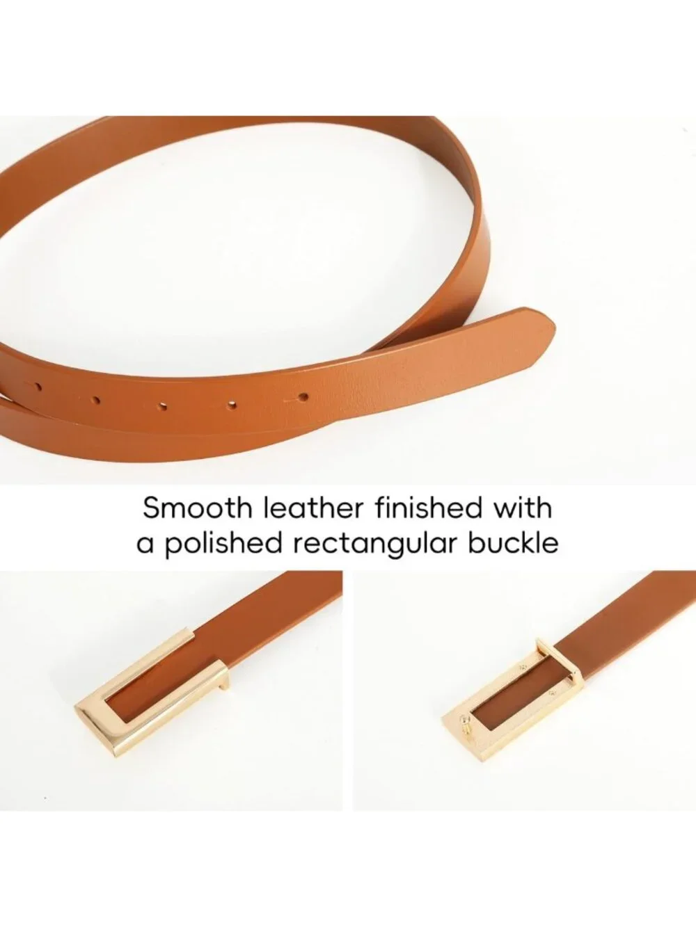 Stylish Women's Skinny Leather Waist Belt for Dresses & Jeans with Gold Buckle
